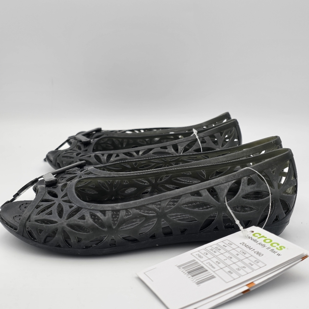 CROCS Isabella Jelly II Flats W4, Black Sandals Womens/Big Girl 4, Brand New! - Picture 12 of 16